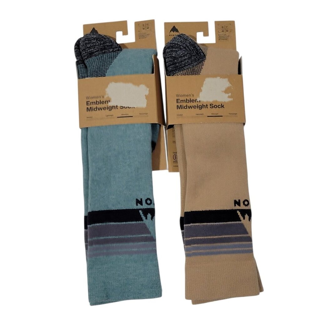 Burton Ski Socks Womens Size S/M (4-6.5) Emblem Midweight 2 Pair Winter Hiking